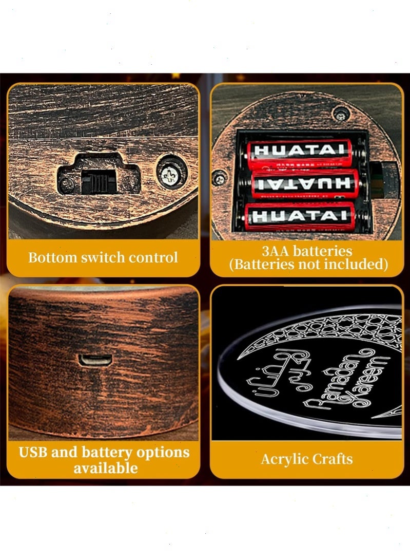 Topyich Ramadan Light - USB Crescent Ramadan Lamp, LED Night Light Ramadan Decoration for Home Table Crafts Decor - Image 3